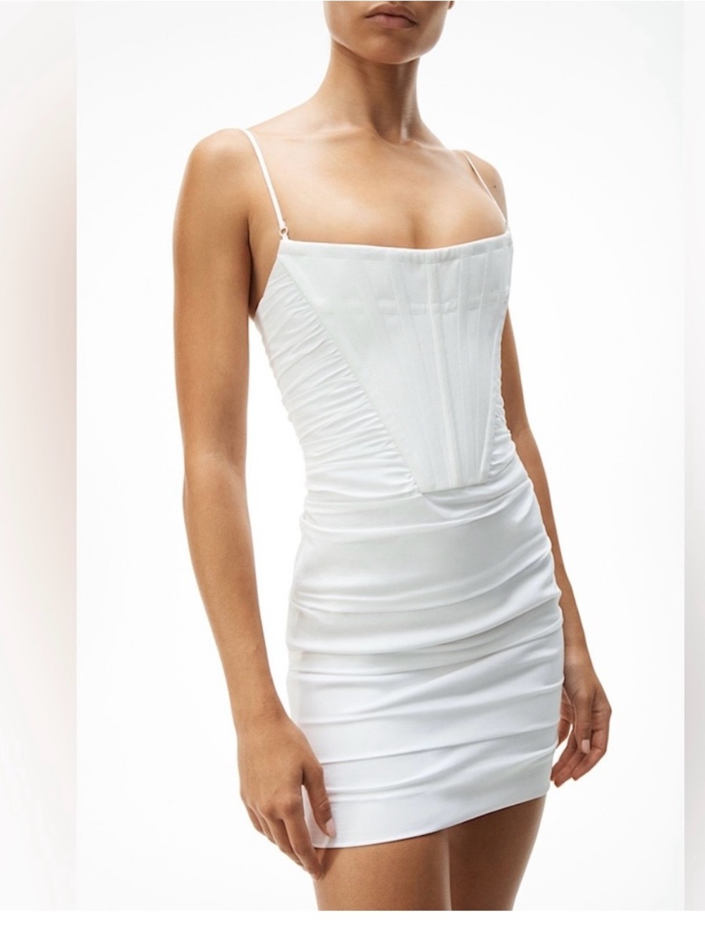 Alexander Wang White Ruched Corset Mini Dress